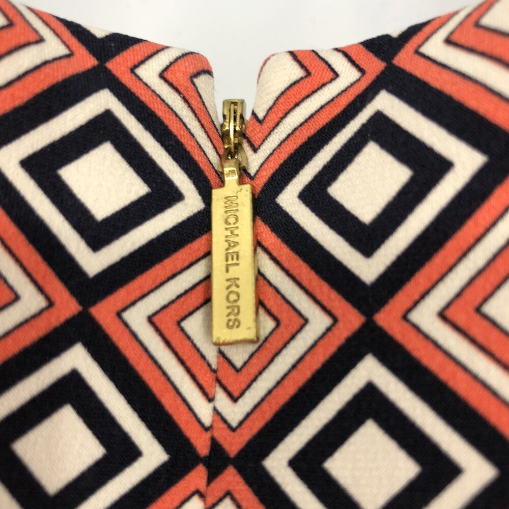 Michael Kors Y2K Sleeveless Diamond Print Black Orange Knee Length Shift Dress L - Picture 6 of 8